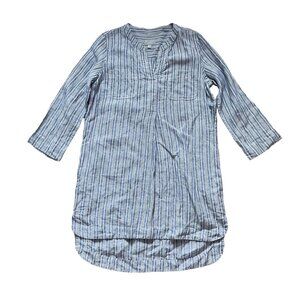 Pure Collection High-Low Tunic Top Women's Size 8/10 Blue White Striped Casual